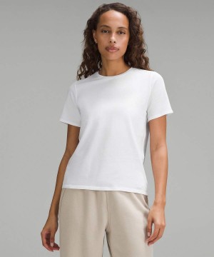 Camiseta Lululemon Love Organic Algodon Directo-Hem Crewneck Mujer Blancas Chile | 972QXGUSM