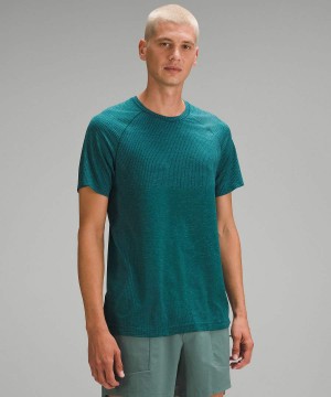 Camiseta Lululemon Metal Vent Tech Corta-Sleeve Hombre Turquesa Chile | 759NBRGEQ