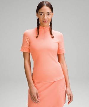 Camiseta Lululemon Nulux Half-Zip Golf Corta-Sleeve Mujer Coral Chile | 314DHTKUL