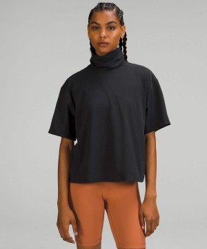 Camiseta Lululemon Relaxed-Fit Algodon-Blend Turtleneck Mujer Negras Chile | 730SWQOUM