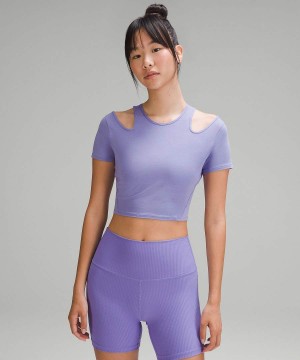 Camiseta Lululemon Shoulder Cut-Out Yoga Mujer Lavanda Oscuro Chile | 950CBIJPG