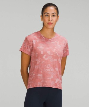 Camiseta Lululemon Train to Be Corta Sleeve Mujer Rosas Rosas Chile | 026OPLSGW