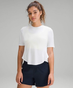 Camiseta Lululemon UV Protection Fold-Over Correr Mujer Blancas Chile | 027MIBWPG