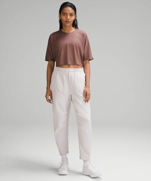 Camiseta Lululemon lab Grid Mesh Corta-Sleeve Estampadas Mujer Rosas Chile | 718OSVLHI
