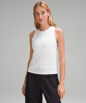 Camiseta sin Manga Lululemon Asymmetrical Acanalado Algodon Mujer Blancas Chile | 471LUTKEQ