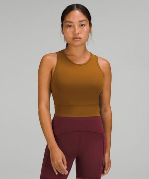 Camiseta sin Manga Lululemon Mesh-Back Entrenamiento Cropped Mujer Kaki Chile | 560RBPHYF
