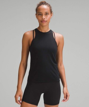 Camiseta sin Manga Lululemon Modal-Blend High-Neck Yoga Mujer Negras Chile | 043NTICGV