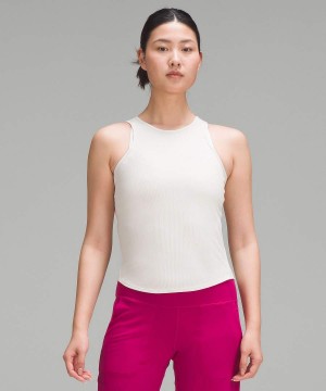 Camiseta sin Manga Lululemon Modal Silk Twist-Back Yoga Mujer Beige Chile | 628NCIHSK