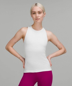 Camiseta sin Manga Lululemon Swiftly Tech High-Neck 2.0 Race Length Mujer Blancas Blancas Chile | 192SWHJOX