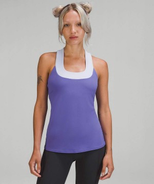 Camiseta sin Manga Lululemon Throwback Scoop Neck Mujer Indigo Azules Chile | 973TIKQYX