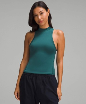 Camiseta sin Manga Lululemon Wundermost Ultra-Soft Nulu Mockneck Mujer Turquesa Chile | 071REUNHV