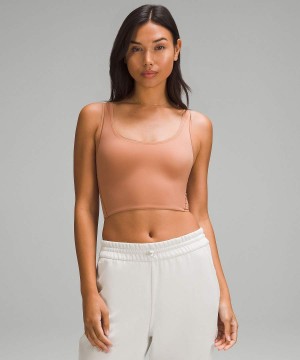 Camiseta sin Manga Lululemon Wundermost Ultra-Soft Nulu Scoop-Neck Cropped Mujer Marrones Chile | 748RCFEIJ