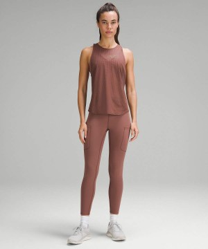 Camiseta sin Manga Lululemon lab Grid Mesh Estampadas Entrenamiento Mujer Beige Chile | 590EVGFXJ