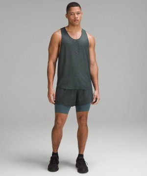 Camiseta sin Manga Lululemon lab Grid Mesh Singlet Estampadas Hombre Gris Chile | 068QARWVU