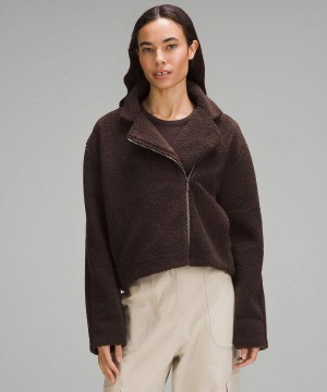 Chaquetas Lululemon Textured Fleece Collared Mujer Chocolate Chile | 235LSIHOA