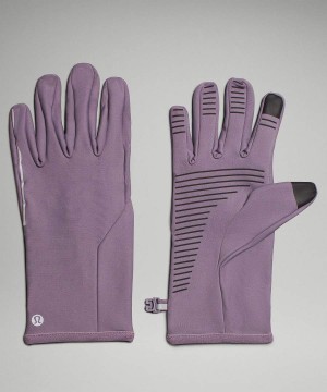 Guantes Lululemon Fast and Free Fleece Correr Hombre Moradas Gris Negras Chile | 216KLNHRB
