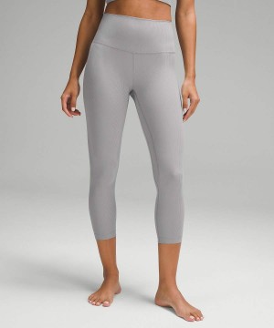 Leggins Lululemon Align™ High-Rise Acanalado Crop 23" Mujer Gris Chile | 095HYWJUX