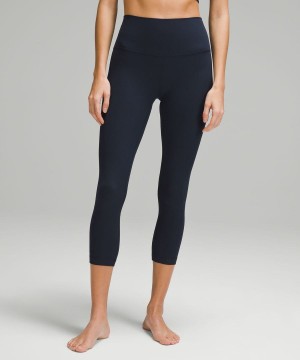 Leggins Lululemon Align™ High-Rise Acanalado Crop 23" Mujer Azul Marino Chile | 406QONZXL