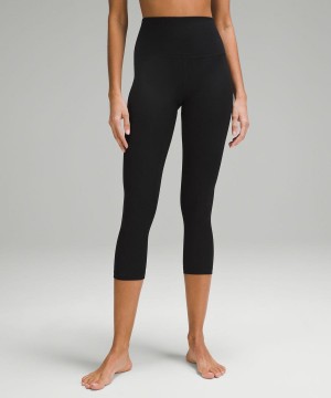 Leggins Lululemon Align™ High-Rise Acanalado Crop 23" Mujer Negras Chile | 675LKAPSX