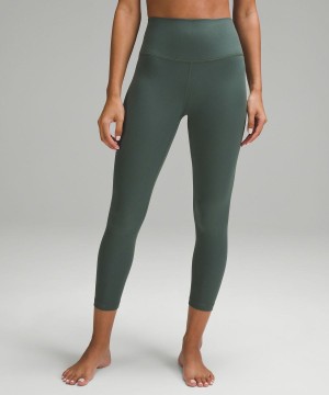 Leggins Lululemon Align™ High-Rise Acanalado Crop 23" Mujer Verde Oscuro Chile | 248GBEWAL