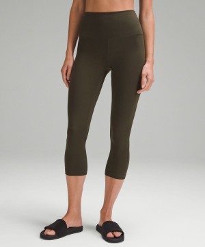 Leggins Lululemon Align™ High-Rise Crop 21" Mujer Verde Oliva Oscuro Chile | 518WGZDLT