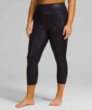 Leggins Lululemon Align™ High-Rise Crop 23" Shine Mujer Negras Chile | 890IMPWBS