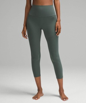 Leggins Lululemon Align™ High-Rise Crop with Pockets 23" Mujer Verde Oscuro Chile | 834DUOGXR