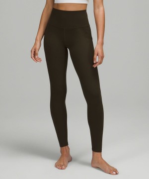 Leggins Lululemon Align™ High-Rise with Pockets 28" Mujer Verde Oliva Oscuro Chile | 037YZEXOG
