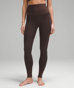 Leggins Lululemon Align™ Super-High-Rise Acanalado-Trim 28" Mujer Chocolate Chile | 047PJLGHI