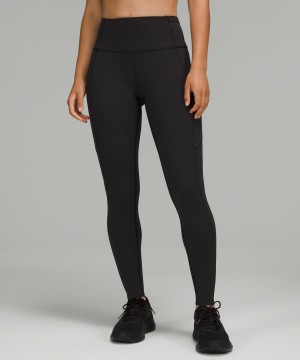 Leggins Lululemon Fast and Free Brushed Fabric 28" High-Rise Mujer Negras Chile | 260JAXESQ