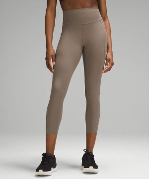 Leggins Lululemon Fast and Free High-Rise Crop 23" Pockets Updated Mujer Gris Chile | 675WOUNVK