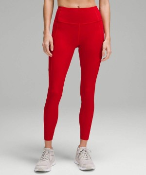 Leggins Lululemon Fast and Free High-Rise 25" Mujer Rojas Oscuro Chile | 954JKEFQD