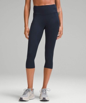 Leggins Lululemon Fast and Free High-Rise Crop 19" Mujer Azul Marino Chile | 653VPAFCS