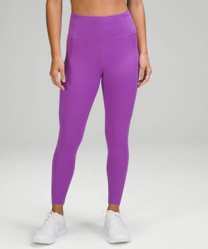 Leggins Lululemon Fast and Free High-Rise Crop 23" Mujer Moradas Chile | 756WUBKLS