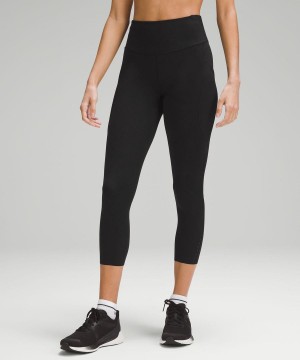 Leggins Lululemon Fast and Free High-Rise Crop 23" Pockets Updated Mujer Negras Chile | 081YLKEGI