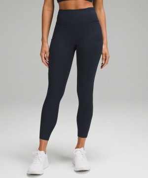 Leggins Lululemon Fast and Free High-Rise 25” Mujer Azul Marino Chile | 385JKPWIZ