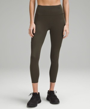 Leggins Lululemon Fast and Free High-Rise 25” Mujer Verde Oliva Oscuro Chile | 731YGRZOJ