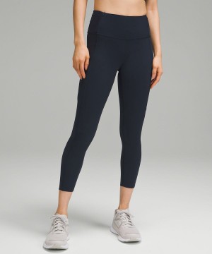 Leggins Lululemon Fast and Free High-Rise Crop 23" Mujer Azul Marino Chile | 126UHCMNV