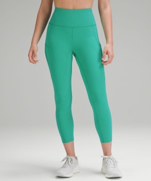 Leggins Lululemon Fast and Free High-Rise Crop 23" Mujer Verde Chile | 915AYBXMS