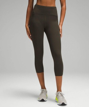 Leggins Lululemon Swift Speed High-Rise Crop 21" Mujer Verde Oliva Oscuro Chile | 069BAESRO