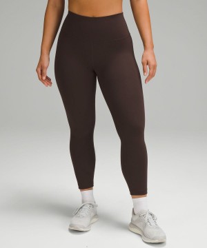 Leggins Lululemon Wunder Train Contour Fit High-Rise Crop 23" Mujer Chocolate Chile | 804ZHCUMA