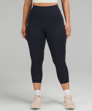 Leggins Lululemon Wunder Train Contour Fit High-Rise Crop 23" Mujer Azul Marino Chile | 018NCJUWE