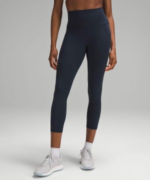 Leggins Lululemon Wunder Train High-Rise Crop with Pockets 23" Mujer Azul Marino Chile | 682JYQGOC
