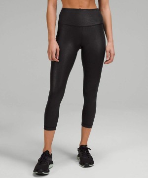 Leggins Lululemon Wunder Train High-Rise Crop 23" Foil Mujer Negras Chile | 280RACWNM
