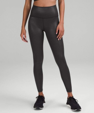 Leggins Lululemon Wunder Train High-Rise with Pockets 25" Foil Mujer Negras Chile | 276TICWKN