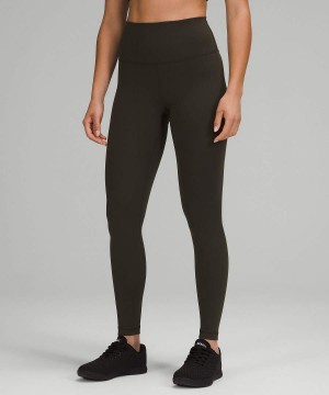 Leggins Lululemon Wunder Train High-Rise 31" Mujer Verde Oliva Oscuro Chile | 482OZQWSE