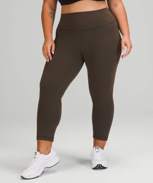 Leggins Lululemon Wunder Train High-Rise Crop 21" Mujer Verde Oliva Oscuro Chile | 427OTHGYS