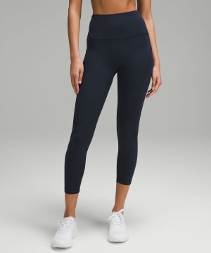 Leggins Lululemon Wunder Train High-Rise with Pockets 25" Mujer Azul Marino Chile | 187AKQHGN