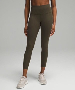 Leggins Lululemon Wunder Train High-Rise Acanalado 25" Mujer Verde Oliva Oscuro Chile | 653JMDBNW