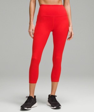 Leggins Lululemon Wunder Train High-Rise Crop with Pockets 23" Mujer Rojas Chile | 613EHONKW